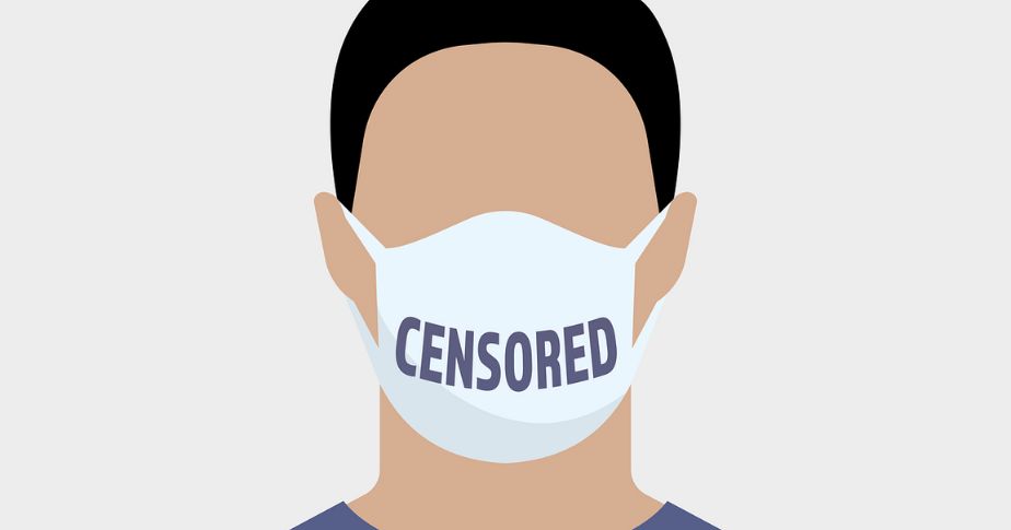 man with facemask titled censored