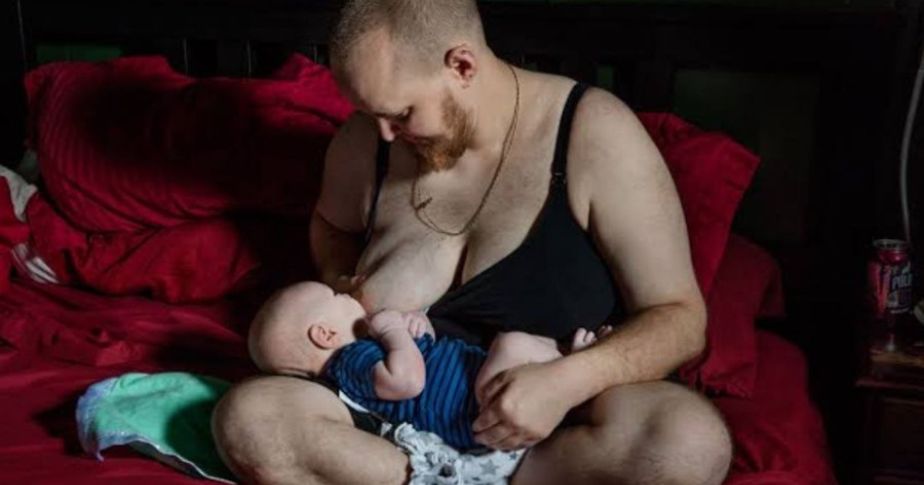 male breast feeding baby